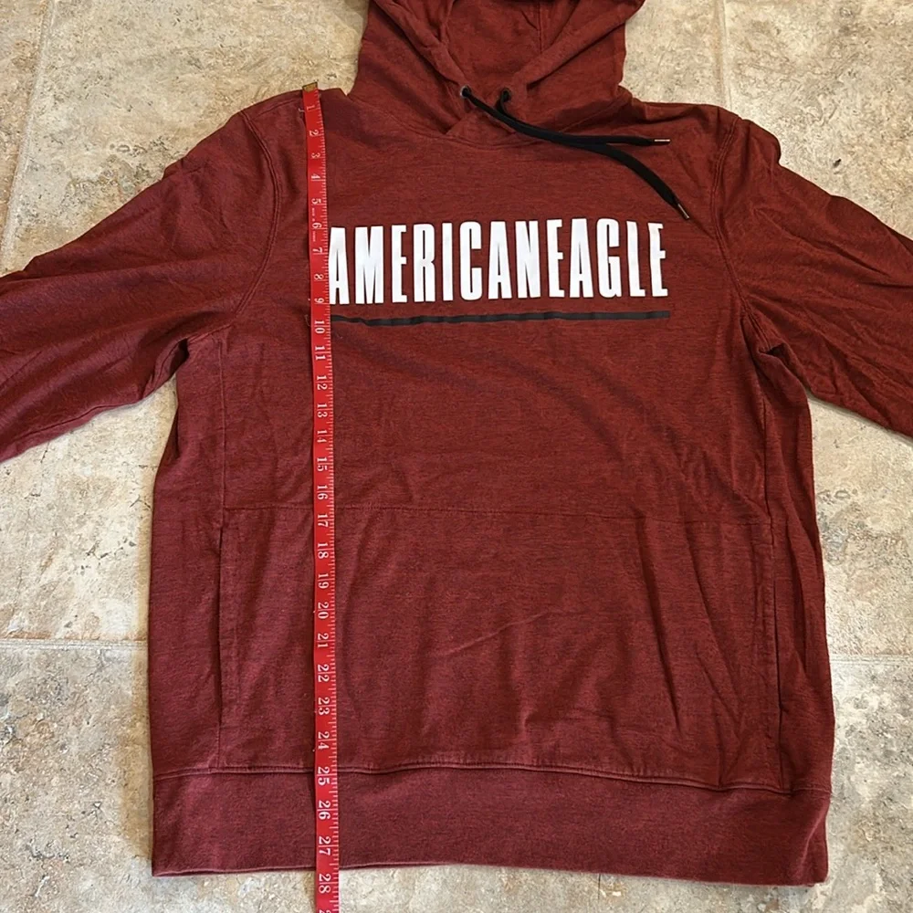 American Eagle Outfitters Men's Burgundy Hoodie - Picture 3 of 7